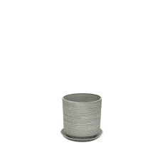 STONE POLYRESIN ΚΑΣΠΩ ΜΕ ΠΙΑΤΟ ΓΚΡΙ ΠΑΛΙΟ ΠΗΛΙΝΟ ΜΙΝΙ - Φ21x21.8cm
