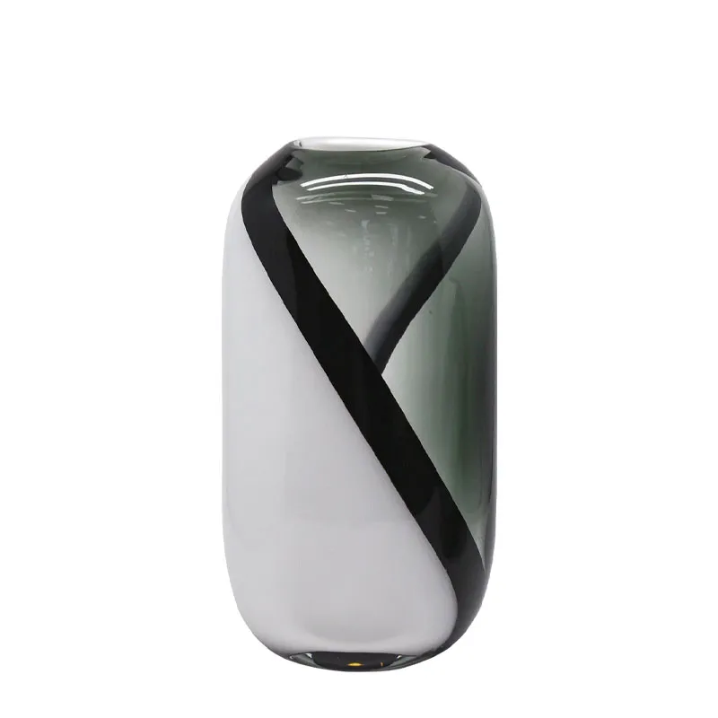 ΒΑΖΟ ΑΠΟ ΦΥΣΗΤΟ ΓΥΑΛΙ ΠΟΜΠΕ ΓΚΡΙ/ΛΕΥΚΟ/ΜΑΥΡΟ - 18x12.5x32cm 4/ΚΙΒ