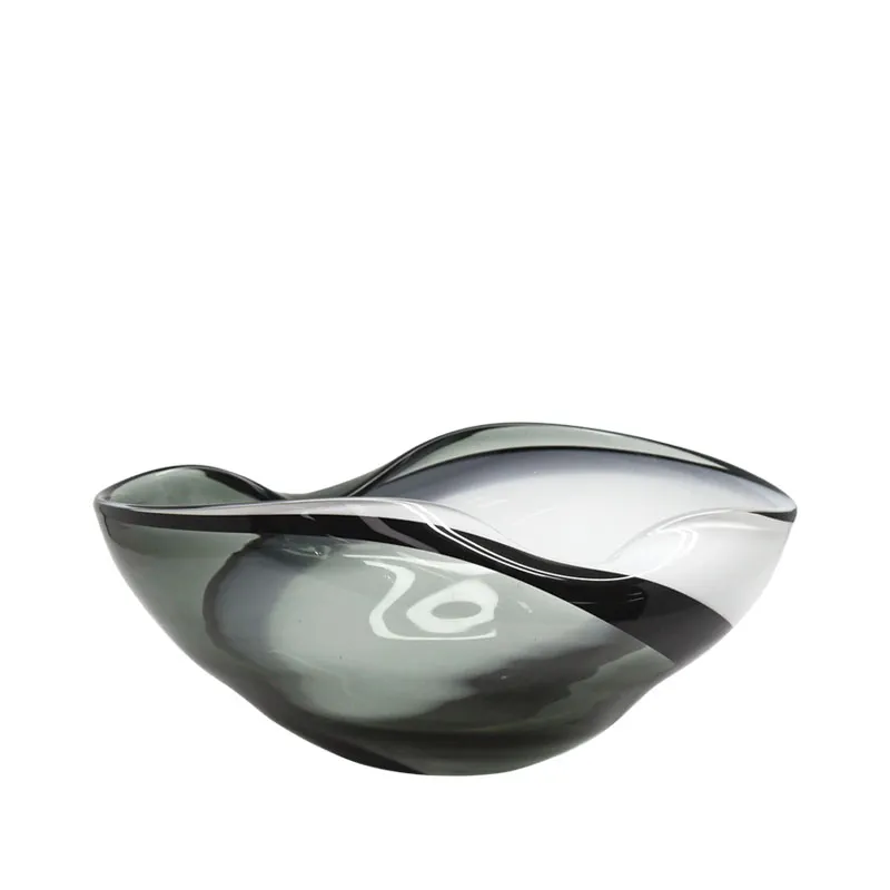 ΜΠΩΛ ΑΠΟ ΦΥΣΗΤΟ ΓΥΑΛΙ ΟΒΑΛ ΚΥΜΑΤΙΣΤΟ ΓΚΡΙ/ΛΕΥΚΟ/ΜΑΥΡΟ - 32.5x26x16cm 2/ΚΙΒ