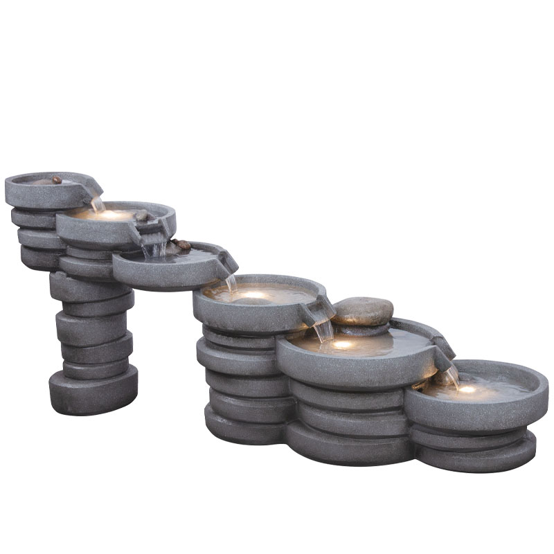 ΕΠΙΔΑΠΕΔΙΟ ΣΥΝΤΡΙΒΑΝΙ ΔΙΑΚΟΣΜΗΣΗΣ ΣΚΟΥΡΟ ΓΚΡΙ ΜΕ ΦΩΣ ΚΙΛΑΚΩΤΟ ΜΕ 6 ΠΕΤΡΙΝΟΥΣ ΔΙΣΚΟΥΣ - 145x51x61cm 1/ΚΙΒ